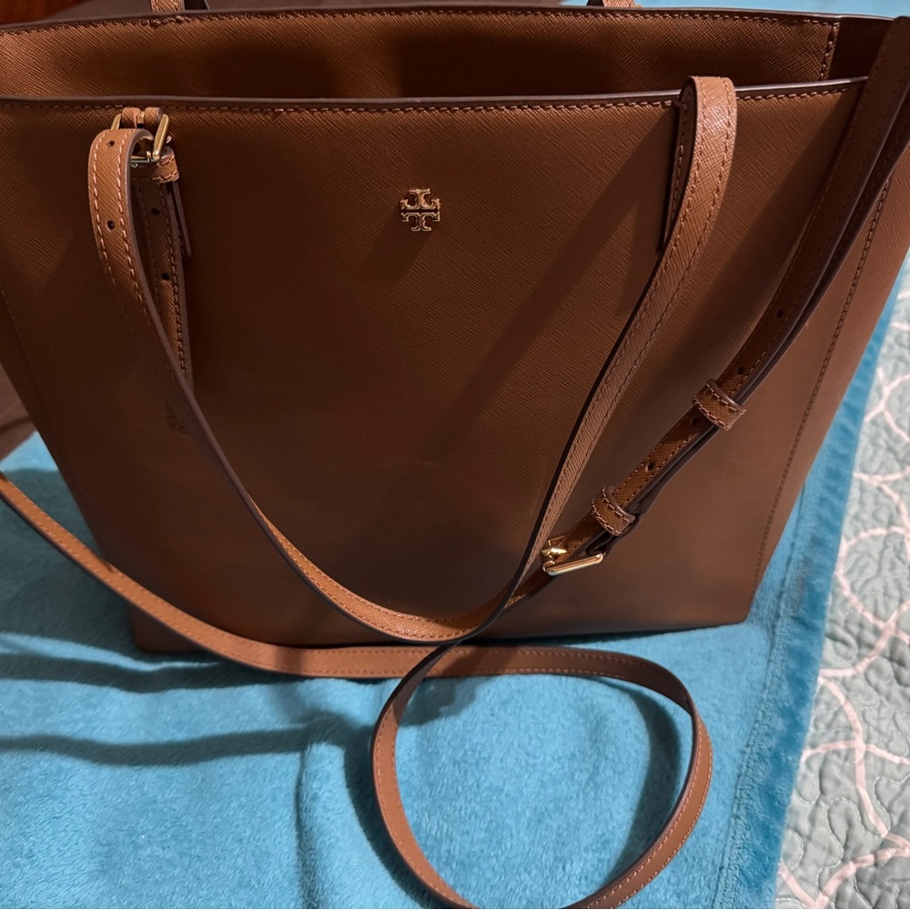 Tory Burch Brown Leather Tote with Adjustable Strap